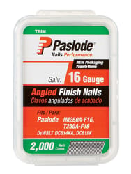 Paslode 2 in. L X 16 Ga. Angled Strip Galvanized Finish Nails 20 deg 2,000 pk
