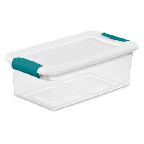 Sterilite 6 qt Clear/White Latch Storage Box 4-7/8 in. H X 14-1/8