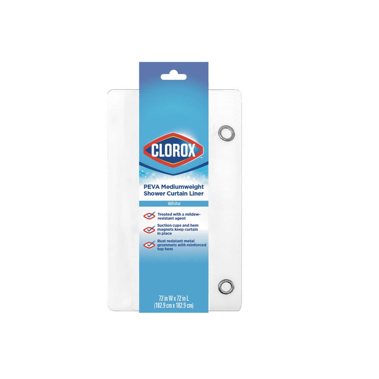 Clorox 70 in. H X 72 in. W White Shower Curtain Liner PEVA - Ace Hardware