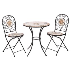 Alpine 3 pc Brown Wrought Iron Modern Bistro Set