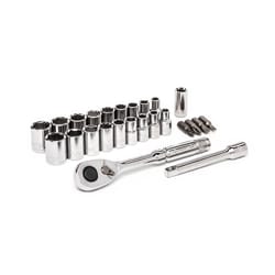 Crescent 1/4 in. S X 1/4 in. drive S Metric and SAE 6 Point Socket Wrench Set 25 pc