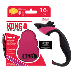 Kong Fuchsia Plastic Dog Retractable Leash Small