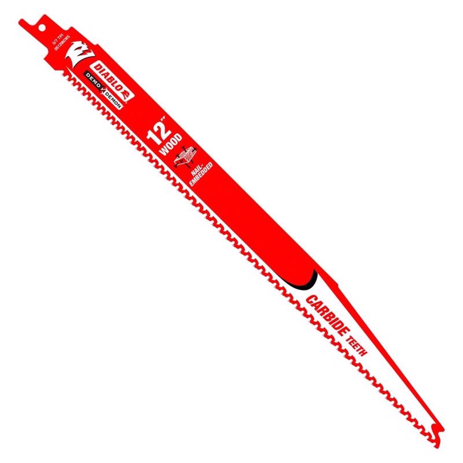 Diablo 12 in. Carbide Tipped Nail-Embedded Wood Reciprocating Saw Blade 5/7 TPI 10 pk Sansujyuku sansujyuku.com