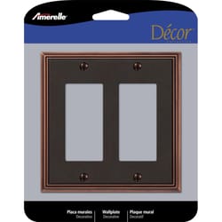Amerelle Imperial Bead Aged Bronze 2 gang Die-Cast Metal Decorator Wall Plate 1 pk