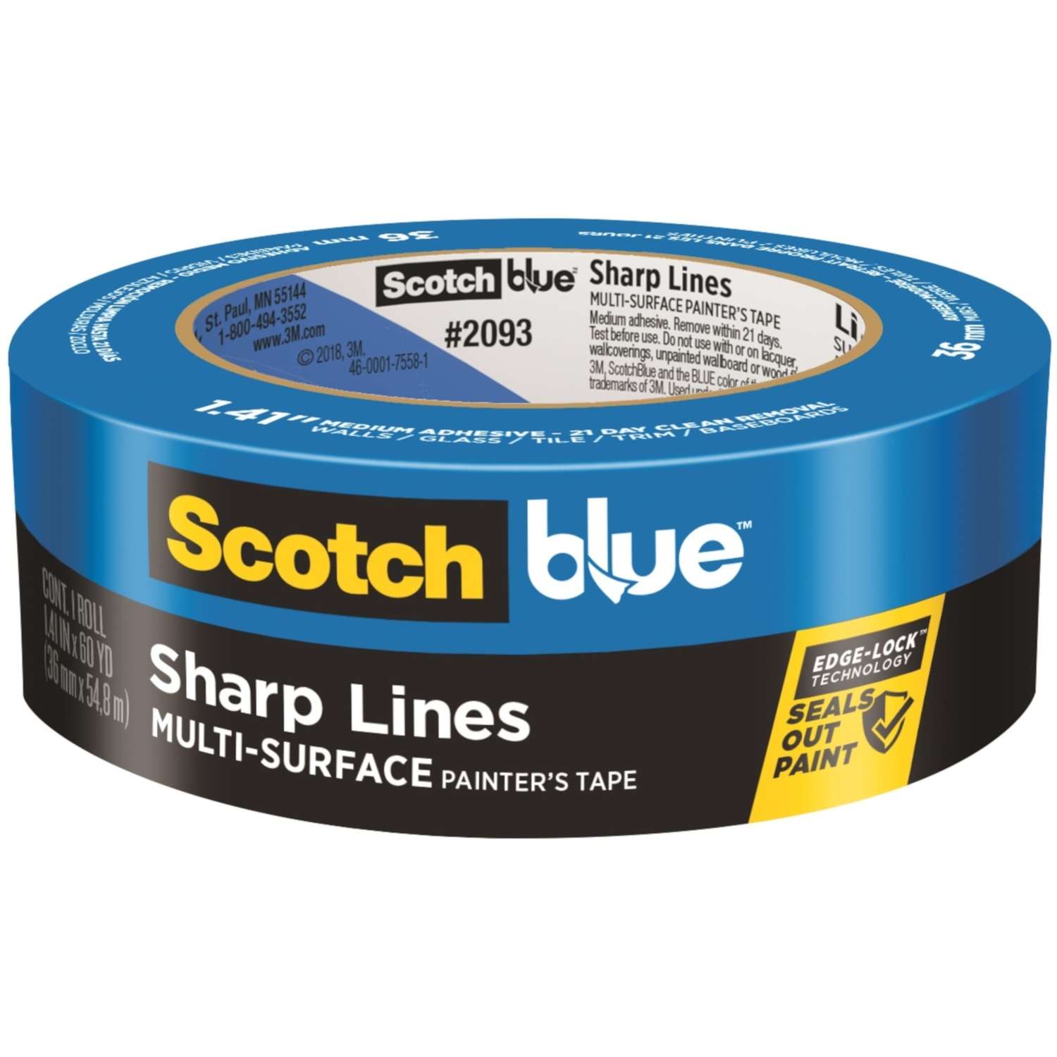 ScotchBlue 1.41 in. W x 60 yd. L Blue Medium Strength Painter's Tape 1