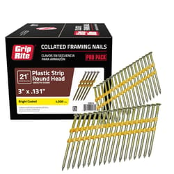 Grip-Rite 3 in. L X 10 Ga. Angled Strip Bright Framing Nails 21 deg 4000 pk