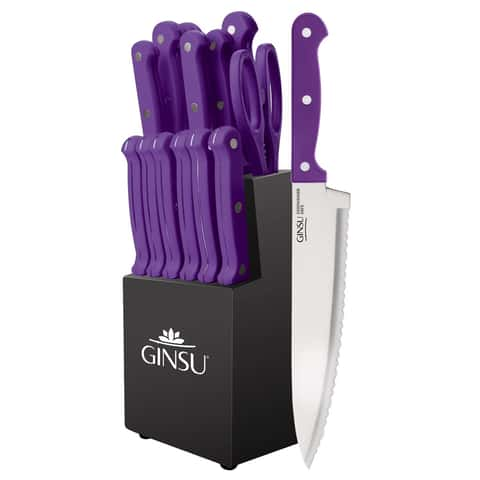 Kitchen Knife Set, 9-Piece Purple Professional Kitchen Knives Set With  Acrylic Block, Non Stick Sharp Stainless Steel Chef Knife Set With  Sharpener For Kitchen Cutting Kitchen Gifts For Women