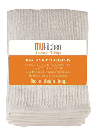 MU Kitchen Bar Mop Cloths - White, 3 Pk - Shop Kitchen Linens at H-E-B