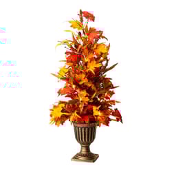 Glitzhome Warm White 36 in. LED Prelit Maple Leaves Urn Potted Porch Tree Fall Decor