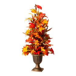 Glitzhome Warm White 36 in. LED Prelit Maple Leaves Urn Potted Porch Tree Fall Decor