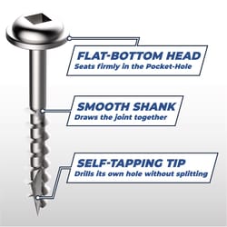 Kreg No. 8 X 1 in. L Square Zinc-Plated Pocket-Hole Screw 100 pk