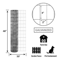 Garden Craft 48 in. H X 50 ft. L Steel Welded Wire Fence Silver