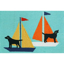 Liora Manne Frontporch 1.67 ft. W X 2.5 ft. L Multi-color Sailing Dogs Polyester Accent Rug