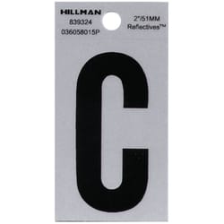 Hillman 2 in. Reflective Black Vinyl  Self-Adhesive Letter C 1 pc