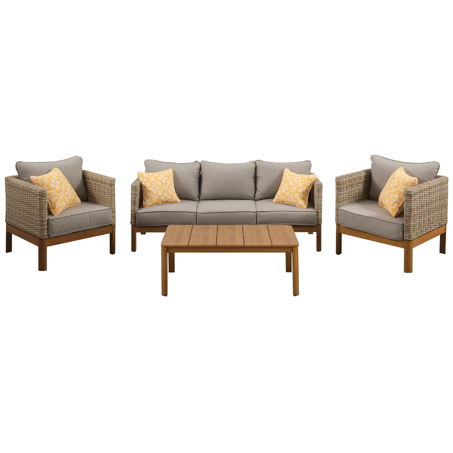 Photos - Garden Furniture MOD Blake 4 pc Brown Aluminum Modern Deep Seating Set Gray BLAKE4PC-GRY 