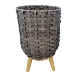 Alpine 15 in. H X 12 in. W X 12 in. D Plastic Wicker Plant Basket Gray