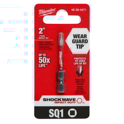 Milwaukee Shockwave Square #1 X 2 in. L Screwdriver Bit Steel 1 pc