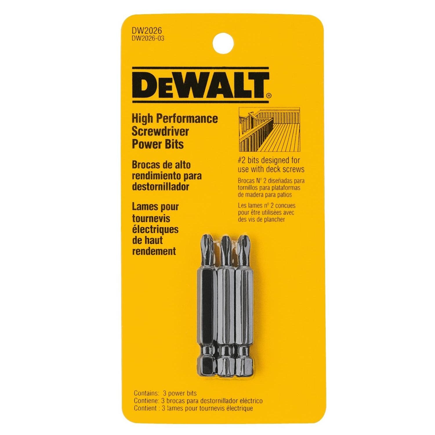 Photos - Drill Bit DeWALT Phillips #2 X 2 in. L Screwdriver Bit Heat-Treated Steel 3 pc DW202 