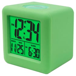 La Crosse Technology Equity 3.25 in. Green Soft Cube Alarm Clock LCD Battery Operated