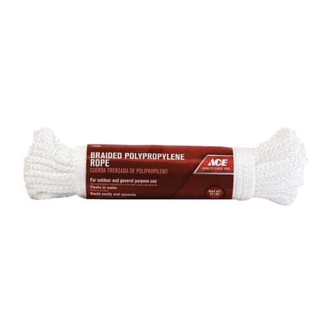Ace 3/16 in. D X 50 ft. L White Braided Poly Rope - Ace Hardware