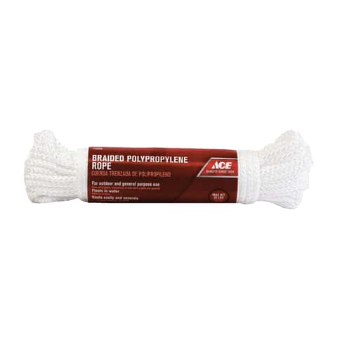 Ace 3/16 in. D X 50 ft. L White Twisted Poly Rope Ace 3/16 in. D X 50 ft. L White Twisted Poly Rope