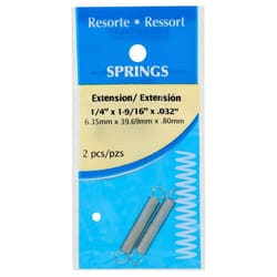 HILLMAN 1.5 in. L X 1/4 in. D Extension Spring 2 pk