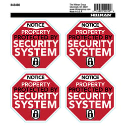 Hillman English White Security Decal 6 in. H X 6 in. W