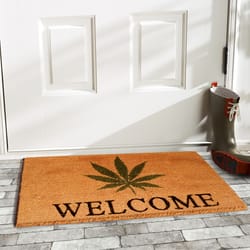 Home & More 1.42 ft. W X 2.42 ft. L Multi-color Cannabis Welcome Coir Door Mat