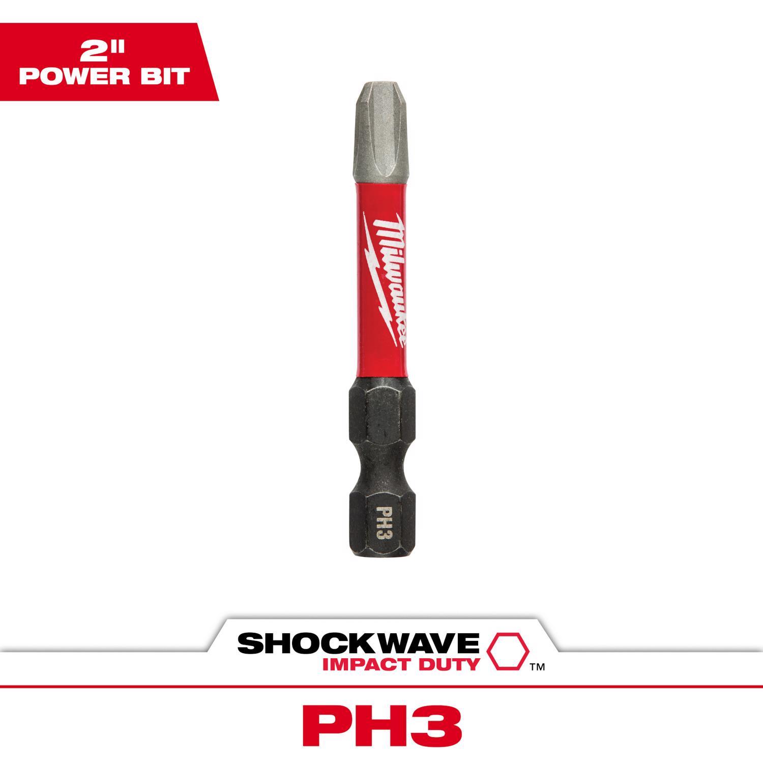 Photos - Drill Bit Milwaukee Shockwave Phillips #3 X 2 in. L Screwdriver Bit Steel 1 pc 48-32 