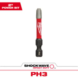 Milwaukee Shockwave Phillips #3 X 2 in. L Screwdriver Bit Steel 1 pc