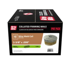 Grip-Rite 2-3/8 in. L X 12 Ga. Angled Coil Hot-Dip Galvanized Framing Nails 15 deg 3000 pk