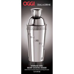 OGGI Dial a Drink 34 oz Clear Stainless Steel Cocktail Shaker