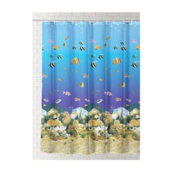 J & M Home Fashions Underwater 72 in. H X 70 in. W Multicolored Shower Curtain PVC