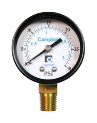 Campbell 2 in. Brass Pressure Gauge 30 psi