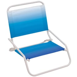 Rio Brands 1-Position Blue/White Beach Chair