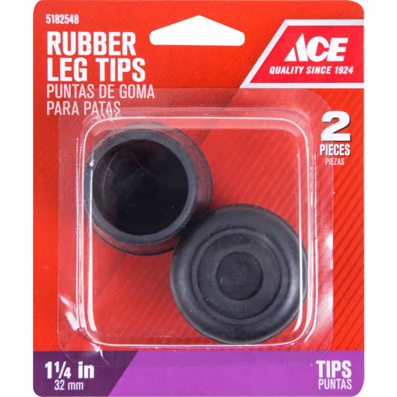 Ace Rubber Leg Tip Black Round 1-1/4 in. W 2 pk - Ace Hardware