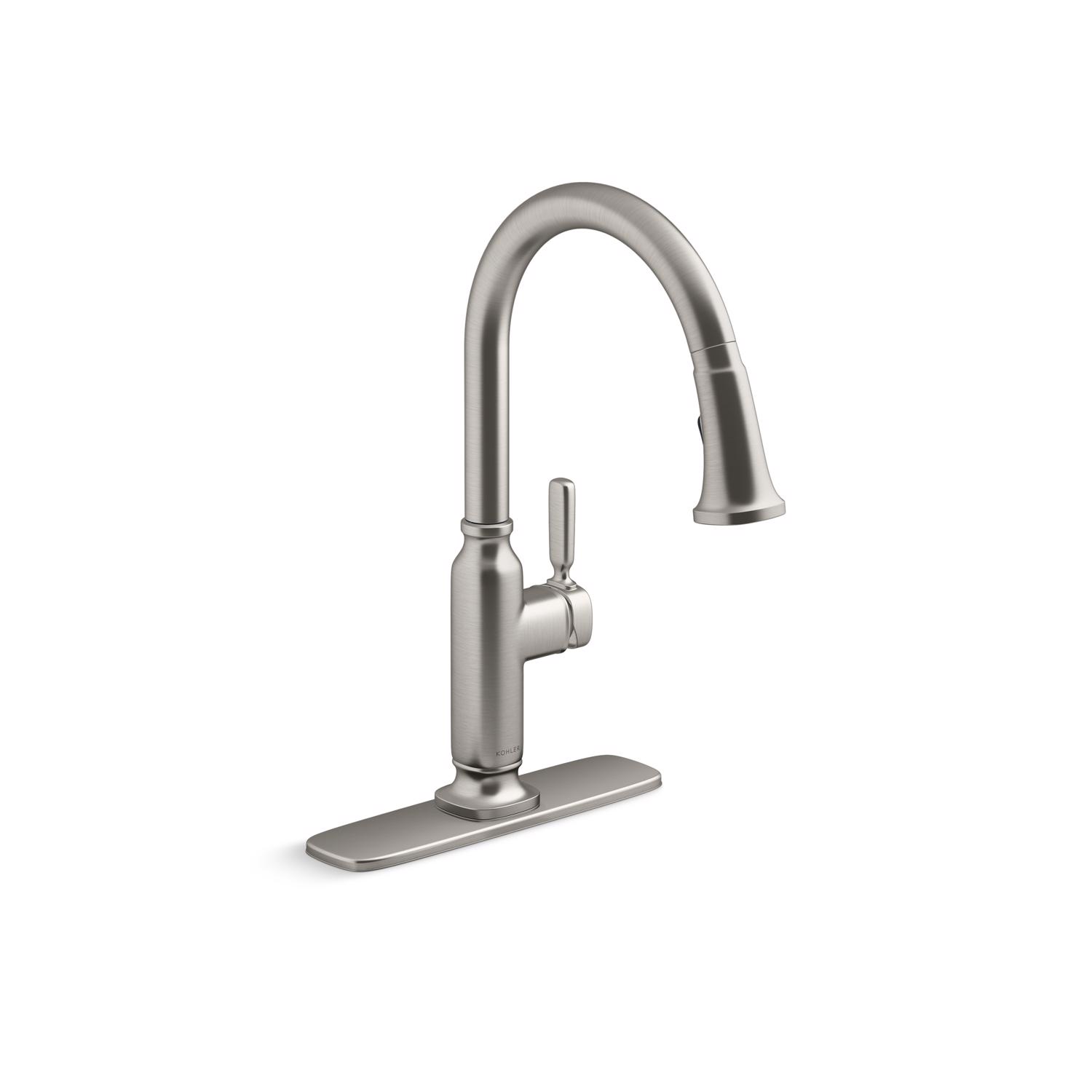 Kohler Ackley One Handle Stainless Steel Pull-Down Kitchen Faucet