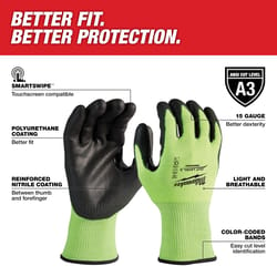 Milwaukee Cut Level 3 Polyurethane Dipped Gloves Yellow L 1 pair