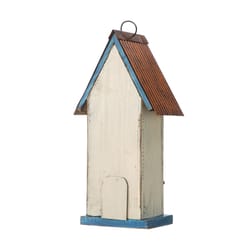 Glitzhome 13.75 in. H X 4.75 in. W X 6.5 in. L Metal and Wood Bird House