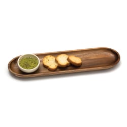 Lipper International Brown Acacia Wood Bread Bowl Tray w/Dip Bowl Set 1 pk