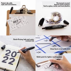 Bazic Products Black Bullet and Chisel Tip Permanent Marker 2 pk