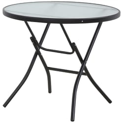Living Accents Black Round Glass Folding Table