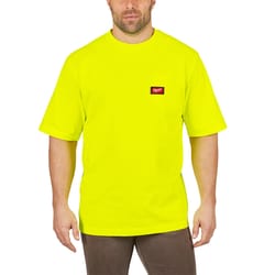 Milwaukee L Short Sleeve Men's Round Neck Yellow Heavy Duty Pocket Tee Shirt
