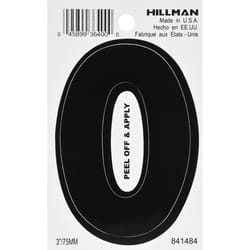HILLMAN 3 in. Black Vinyl Self-Adhesive Number 0 1 pc
