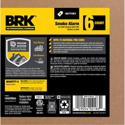BRK 6 Pk Battery-Powered Photoelectric Smoke Detector