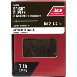 Ace 8D 2-1/4 in. Duplex Bright Steel Nail Double Head 1 lb