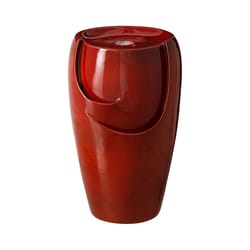 Glitzhome Ceramic Red 21.25 in. H Fountain