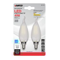 Satco . CA10 E12 (Candelabra) LED Bulb Warm White 40 Watt Equivalence 2 pk