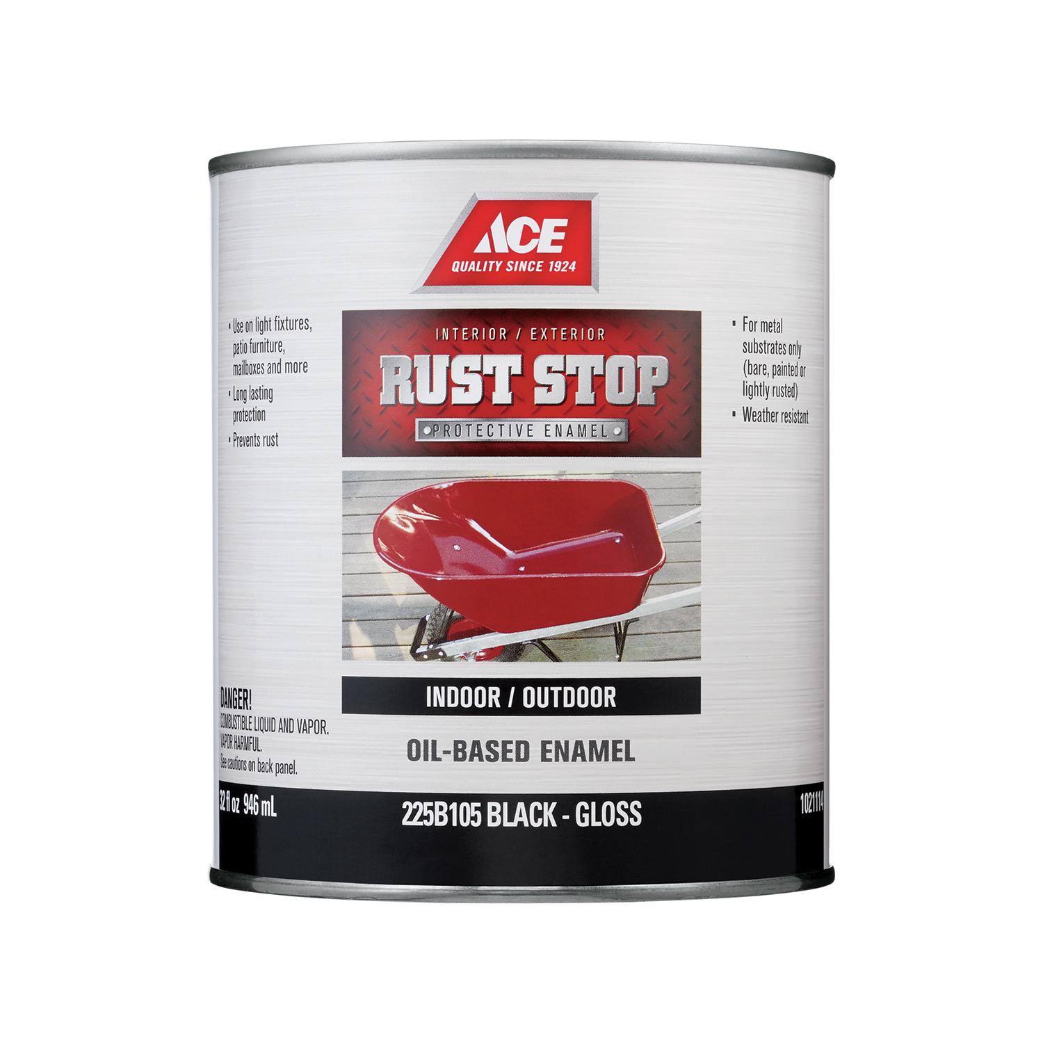 Ace Rust Stop Indoor and Outdoor Flat Black Oil-Based Enamel Rust  Preventative Paint 1 qt - Ace Hardware