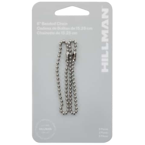 Hillman 6 in. D Metal Silver Beaded Chain Key Ring Hillman 6 in. D Metal Silver Beaded Chain Key Ring